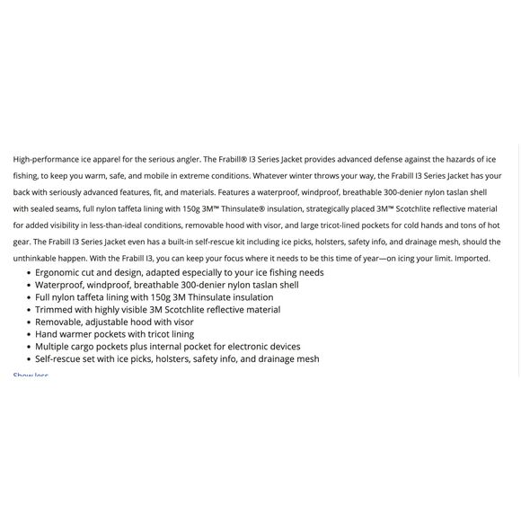 Men Frabill I3 Series Jacket Windproof Waterproof Outdoor Woodsman Size Medium - Picture 13 of 13